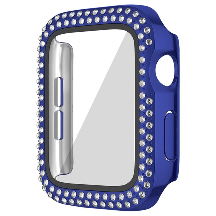 Flot Universal Cover med Skærmbeskytter i Rhinsten og Glas passer til Apple Smartwatch - Blå#serie_6