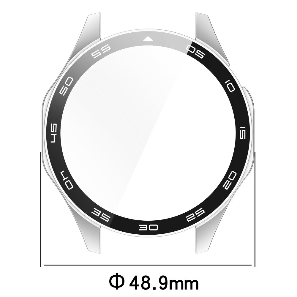 Huawei Watch GT 4 46mm Watch Case Tempered Glass Screen Protector Frame Cover with Dial Plate - Silver - Sølv#serie_1