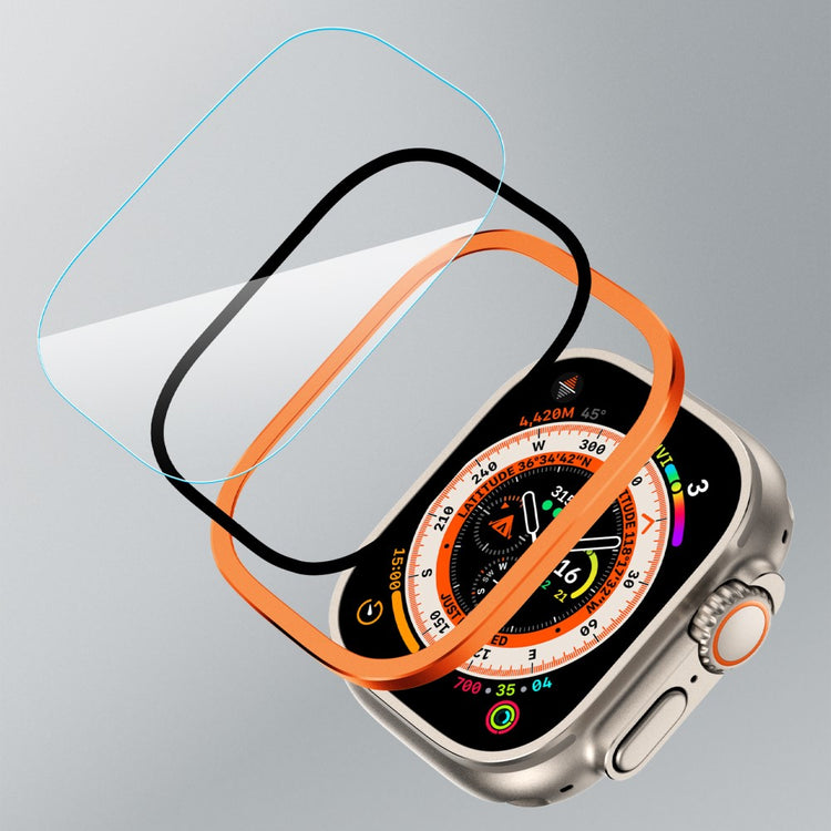 Mega Fint Universal Cover med Skærmbeskytter i Glas passer til Apple Watch Ultra / Apple Watch Ultra 2 - Orange#serie_1