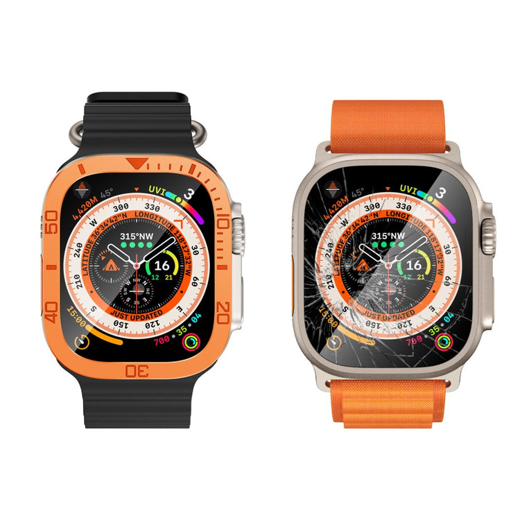 Fint Universal Cover med Skærmbeskytter i Glas passer til Apple Watch Ultra / Apple Watch Ultra 2 - Orange#serie_2