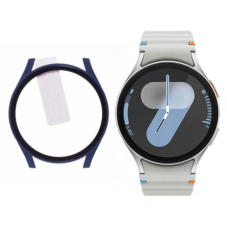 Samsung Galaxy Watch7 40mm Watch Case Hard Bump Resistant Cover with Tempered Glass Screen Film - Dark Blue#serie_7