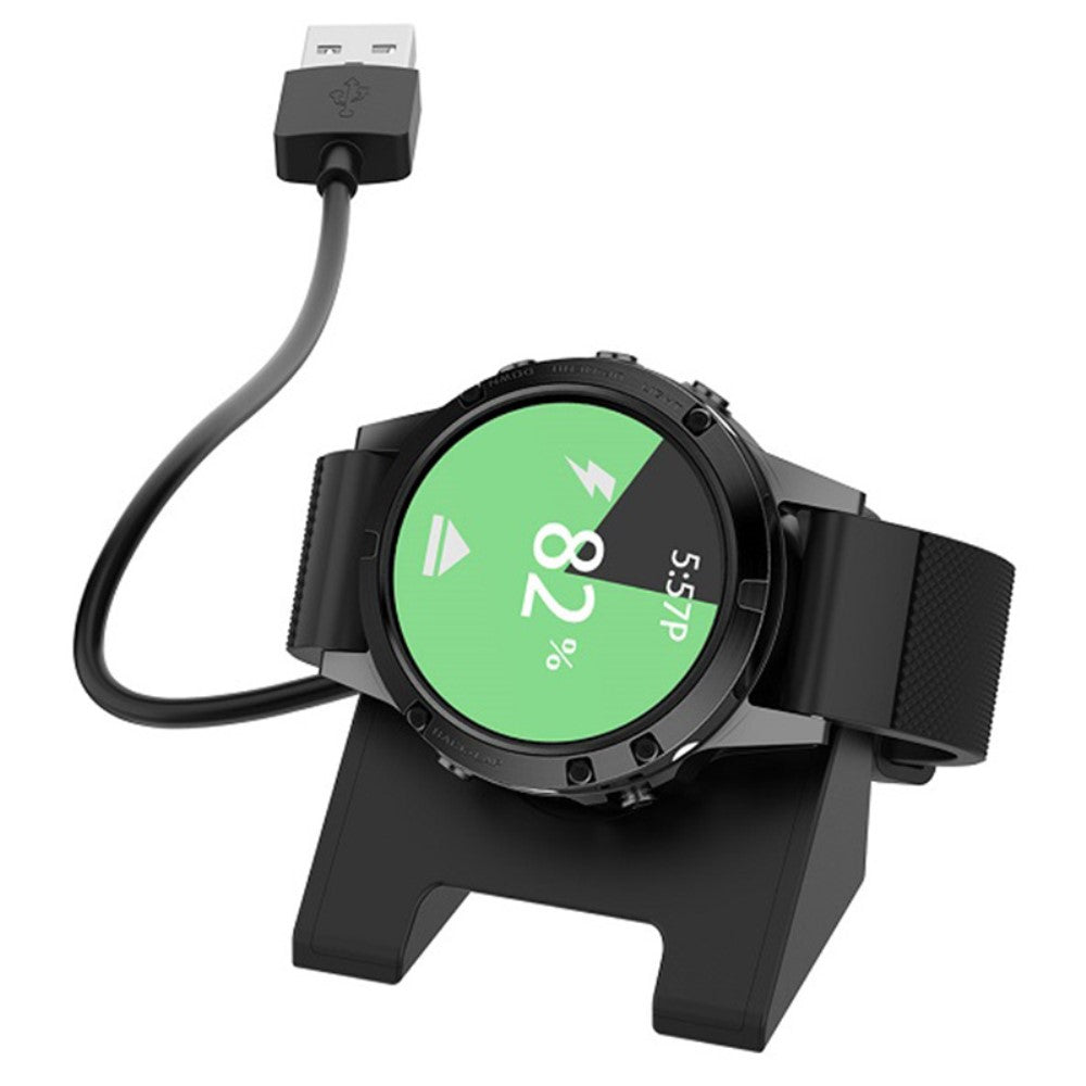 Metal Og Silikone USB Ladestation passer til Garmin Smartwatch - Sort#serie_3