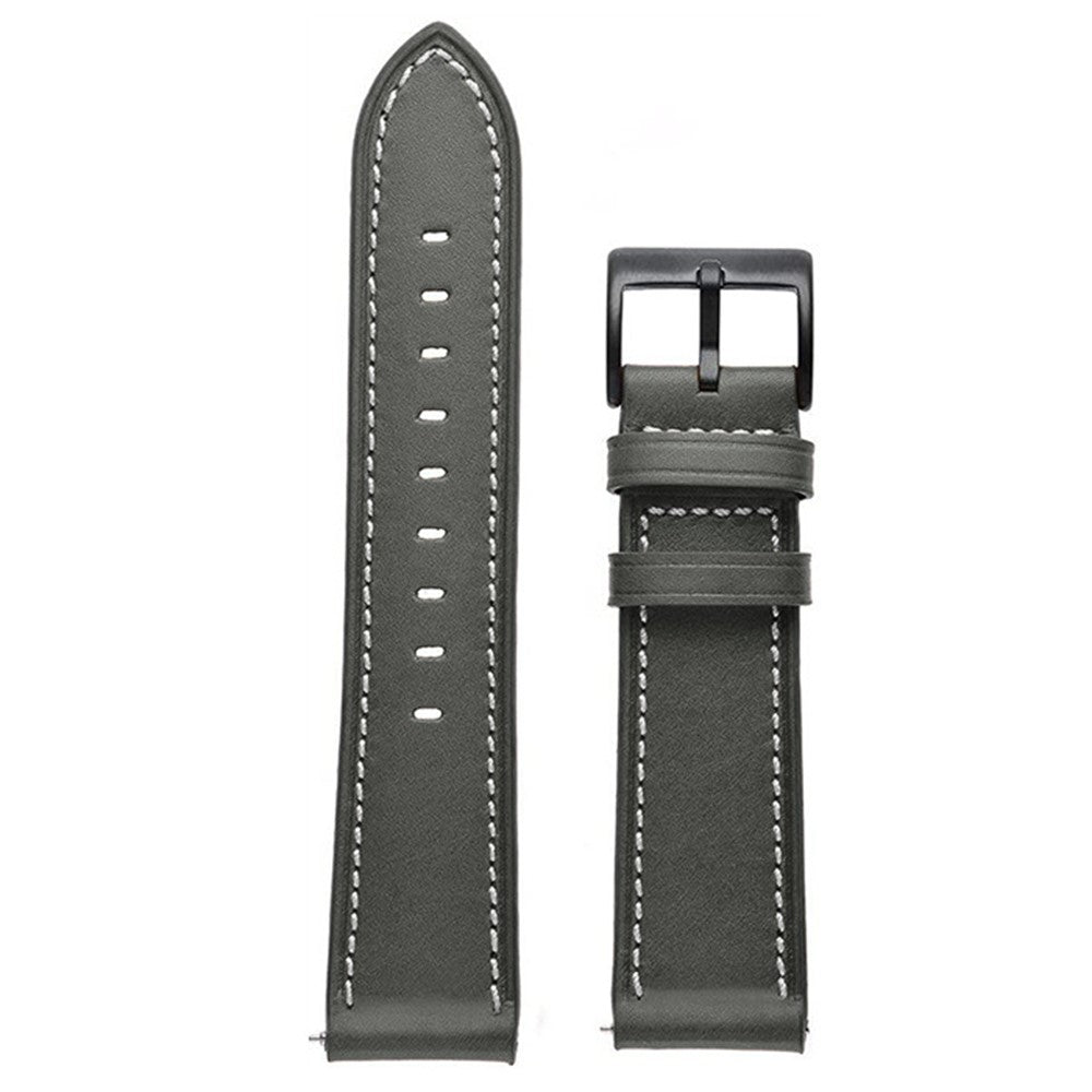 Rigtigt Holdbart Ægte Læder Universal Rem passer til Smartwatch - Sølv#serie_4