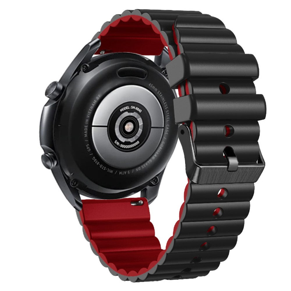 22mm Universal dual-color silicone strap with black buckle - Black+Red#serie_5