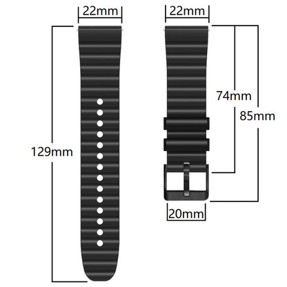 22mm Universal dual-color silicone strap with black buckle - Black+Yellow#serie_6