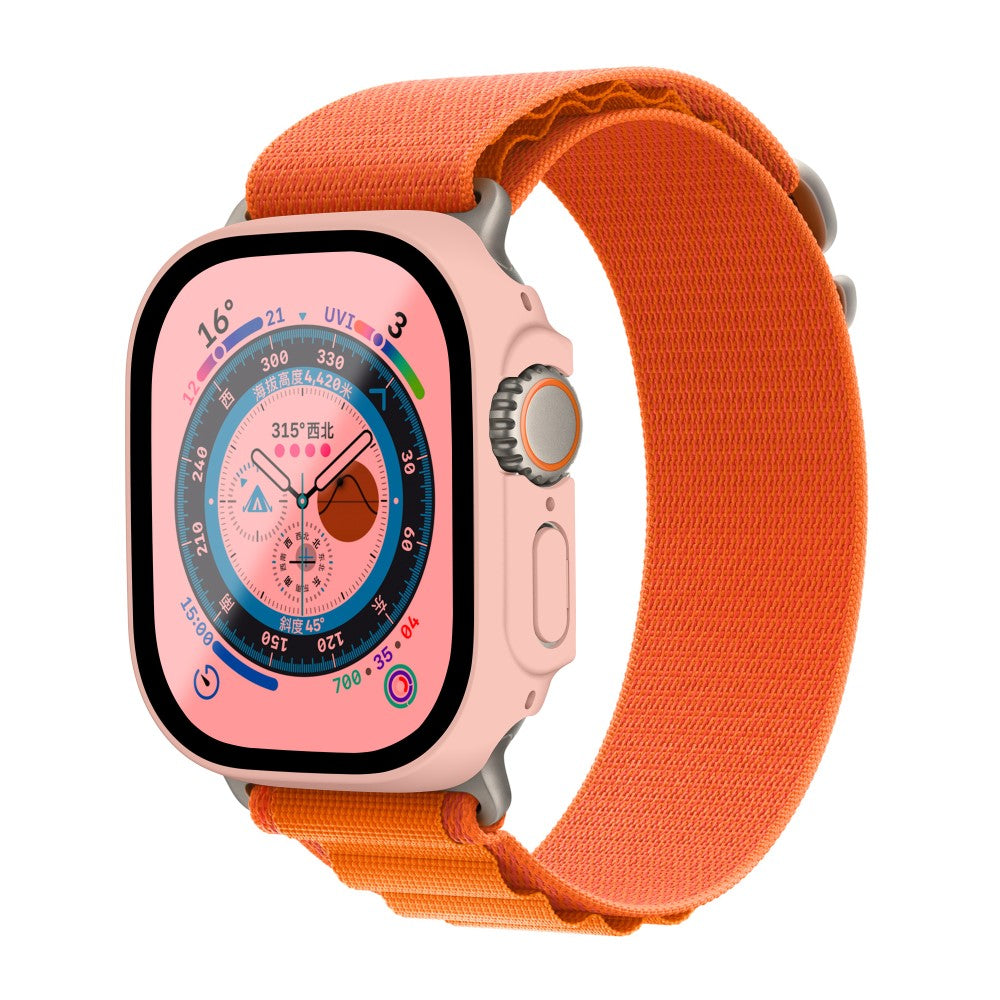 Mega Flot Apple Watch Ultra Cover med Skærmbeskytter i Plastik og Hærdet Glas - Pink#serie_1