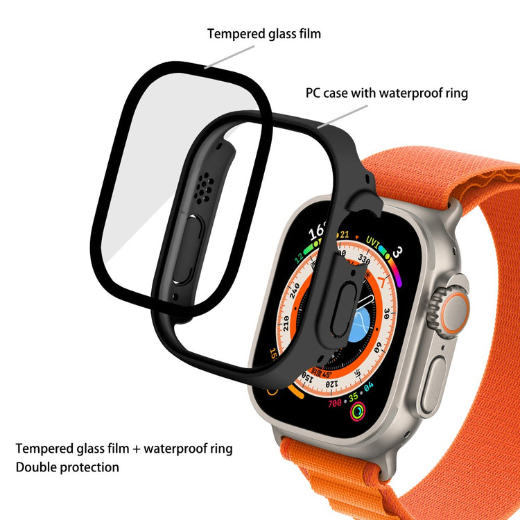 Mega Flot Apple Watch Ultra Cover med Skærmbeskytter i Plastik og Hærdet Glas - Sort#serie_2