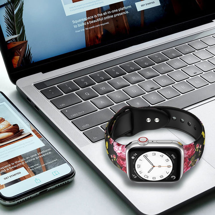 Rigtigt Holdbart Silikone Universal Rem passer til Apple Smartwatch - Størrelse: M - Pink#serie_3