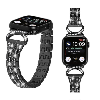 Super Sejt Metal Og Rhinsten Universal Rem passer til Apple Smartwatch - Sort#serie_1