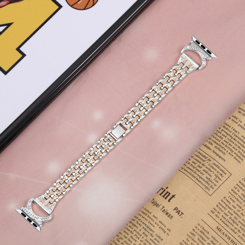 Super Sejt Metal Og Rhinsten Universal Rem passer til Apple Smartwatch - Pink#serie_2