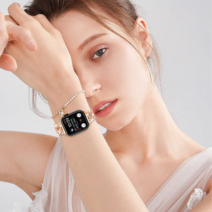 Super Smuk Metal Og Rhinsten Universal Rem passer til Apple Smartwatch - Pink#serie_3