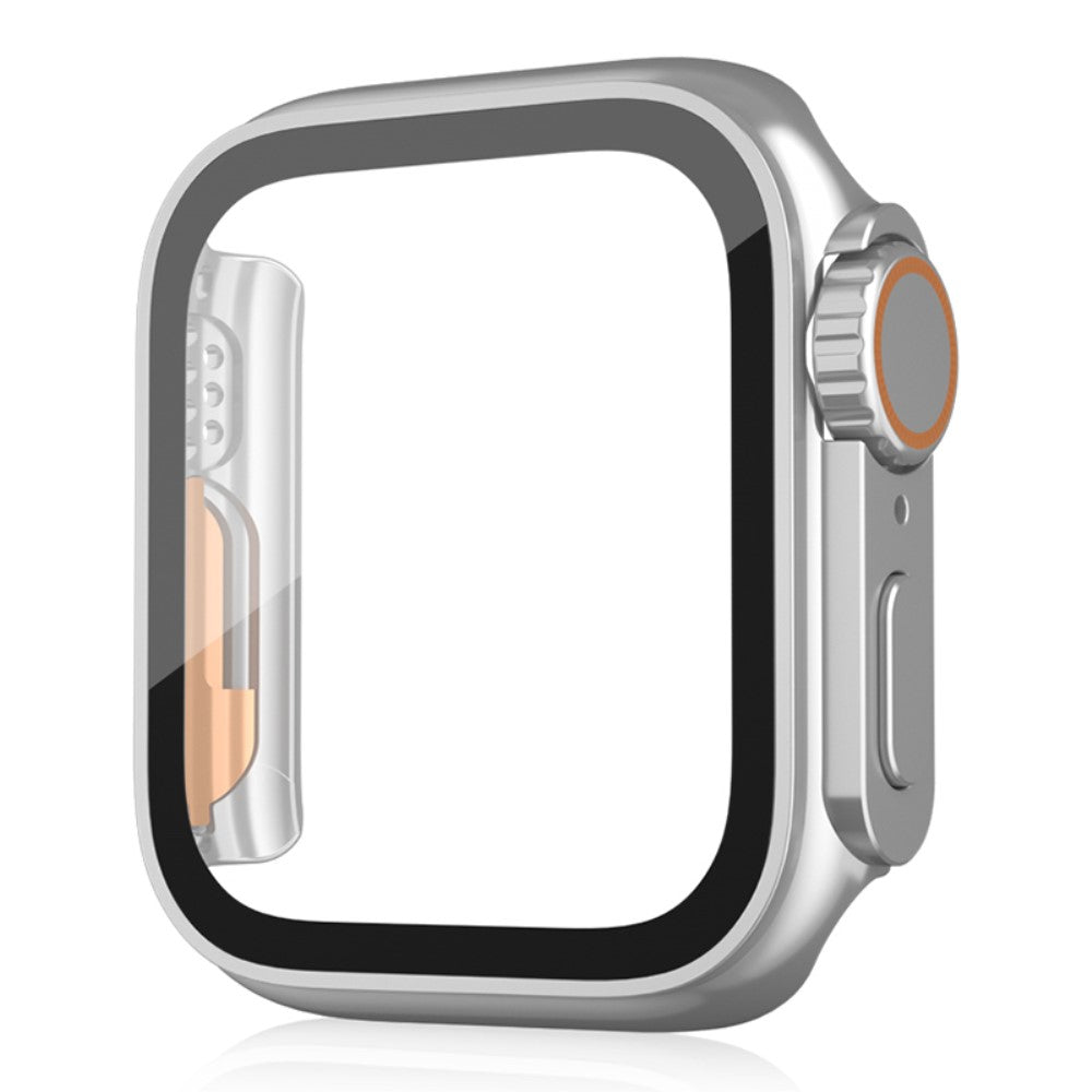 Super Flot Universal Cover med Skærmbeskytter i Plastik og Hærdet Glas passer til Apple Watch Series 8 (45mm) / Apple Watch Series 7 45mm - Sølv#serie_5