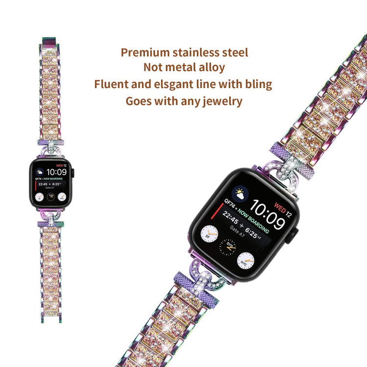 Yndigt Metal Og Rhinsten Universal Rem passer til Apple Smartwatch - Flerfarvet#serie_3