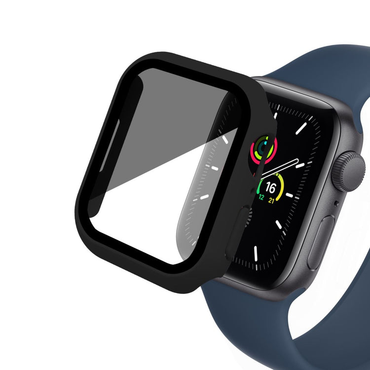 Mega Godt Universal Cover med Skærmbeskytter i Plastik og Hærdet Glas passer til Apple Watch Series 8 (45mm) / Apple Watch Series 7 45mm - Sort#serie_1