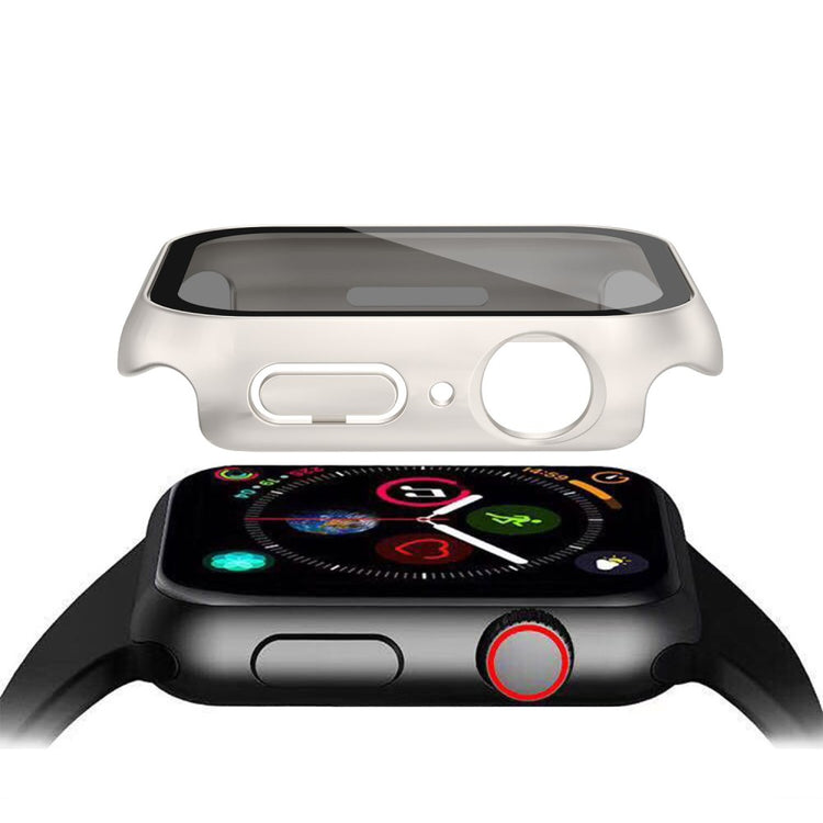 Mega Godt Universal Cover med Skærmbeskytter i Plastik og Hærdet Glas passer til Apple Watch Series 8 (45mm) / Apple Watch Series 7 45mm - Sølv#serie_2