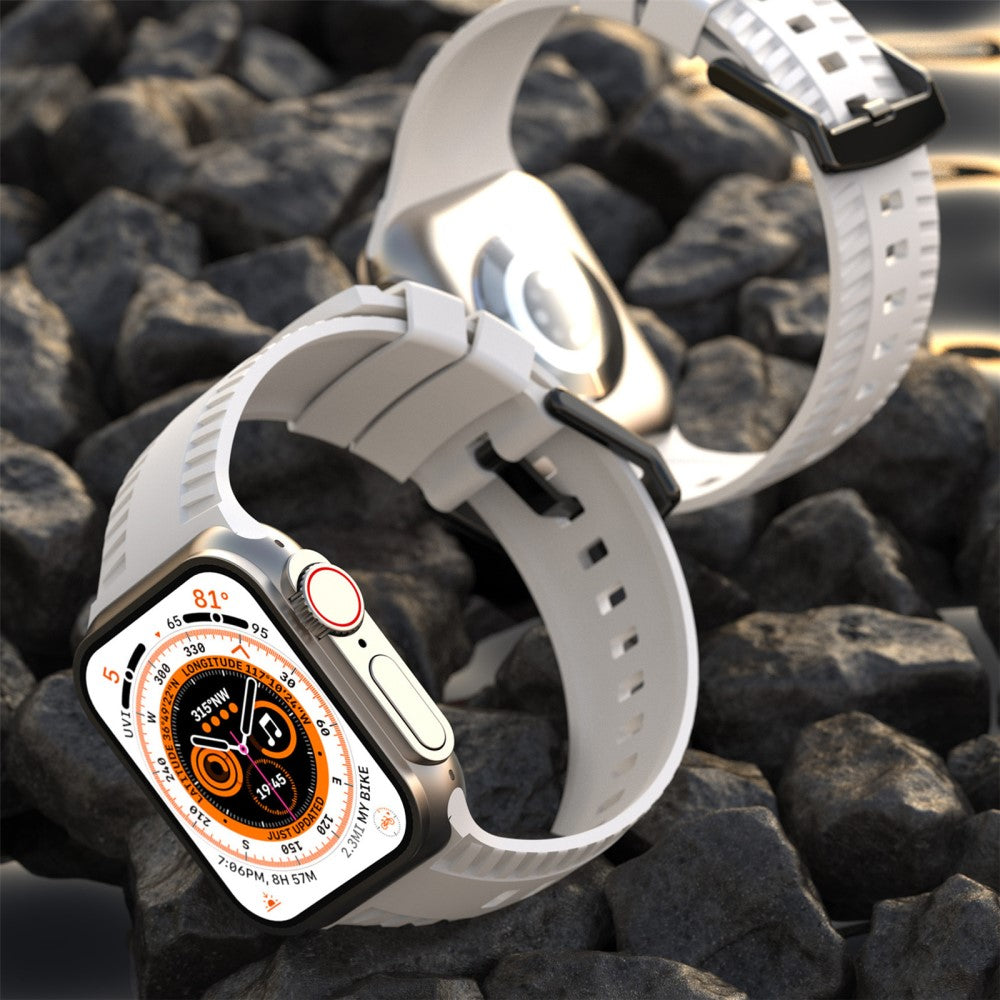 Godt Metal Og Silikone Universal Rem passer til Apple Smartwatch - Grøn#serie_6