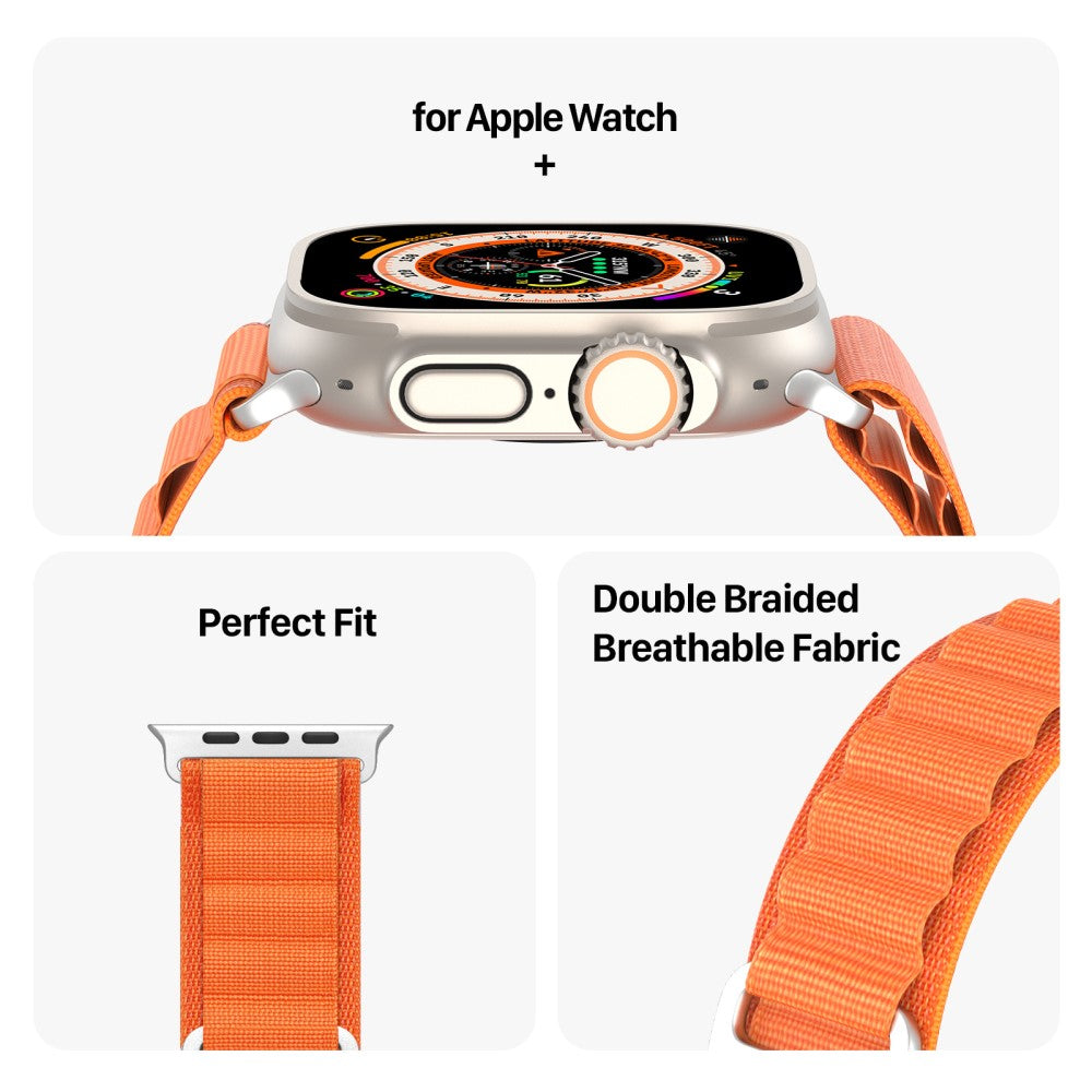 Rigtigt Pænt Metal Og Nylon Universal Rem passer til Apple Smartwatch - Orange#serie_3