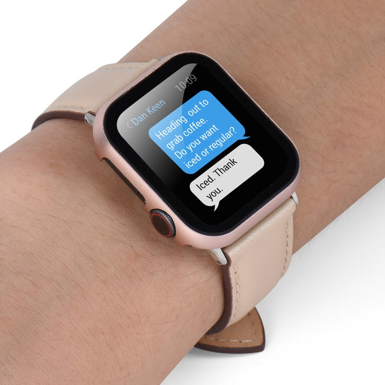 Super Fed Universal Cover med Skærmbeskytter i Metal og Hærdet Glas passer til Apple Smartwatch - Pink#serie_4