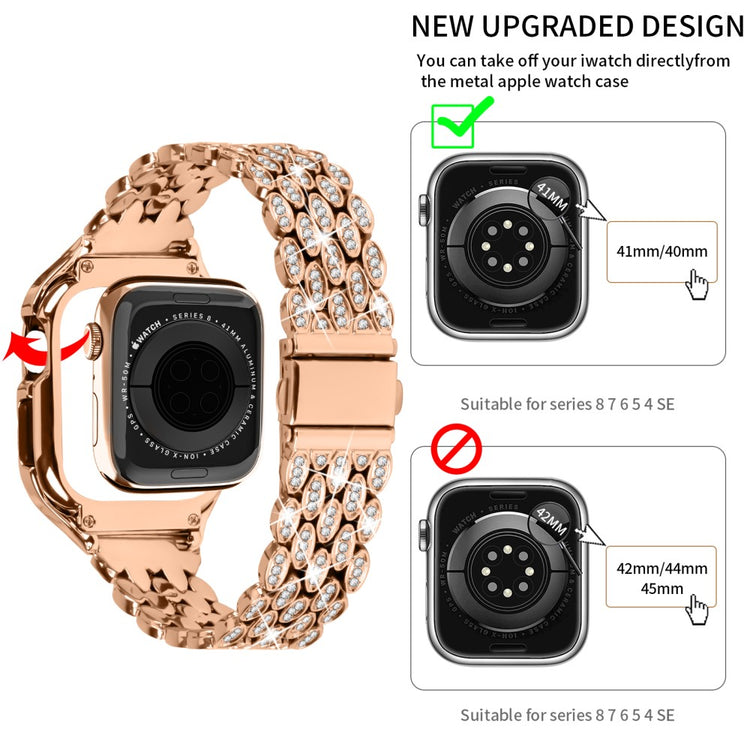 Meget Godt Metal Og Rhinsten Universal Rem passer til Apple Smartwatch - Pink#serie_3