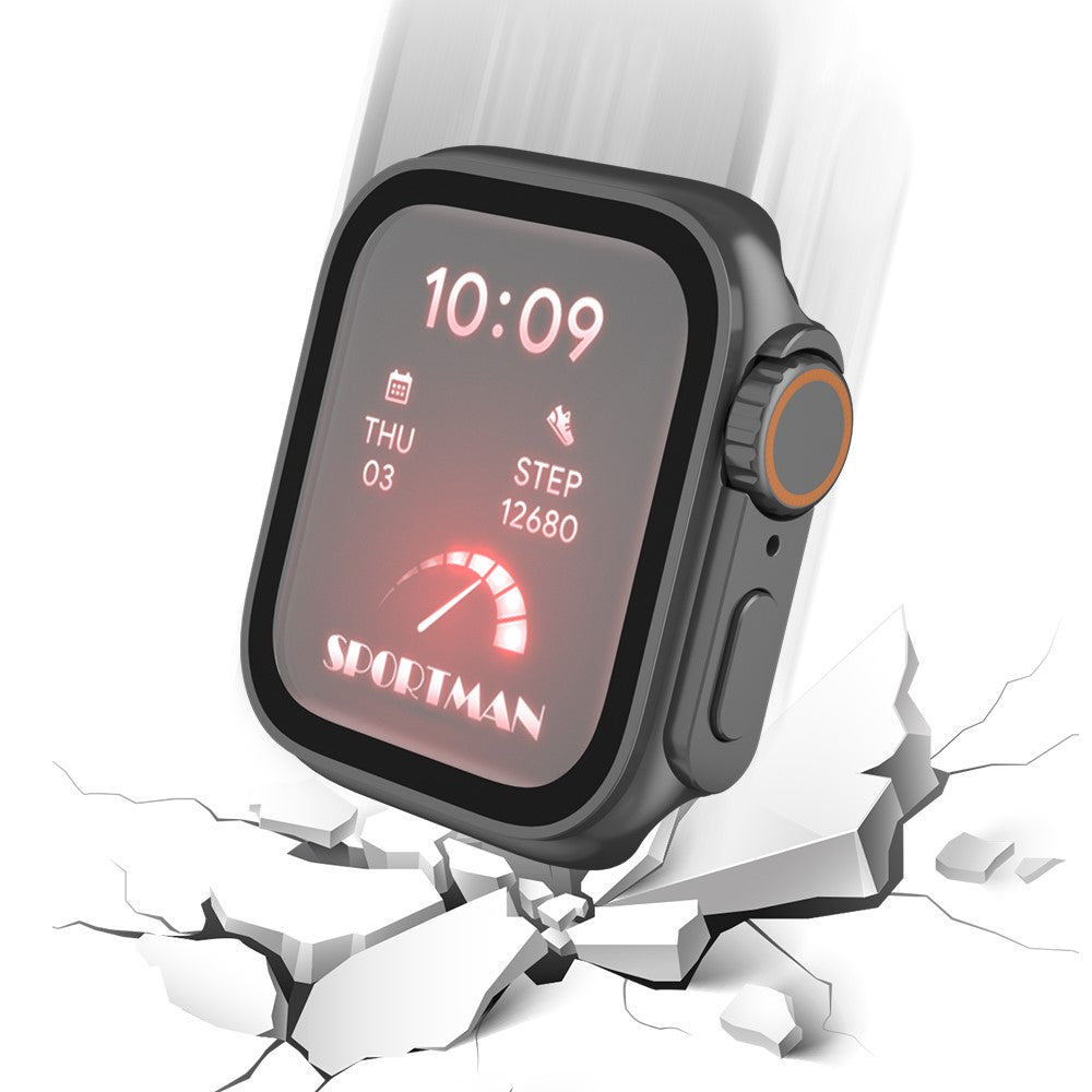 Vildt Godt Universal Cover med Skærmbeskytter i Plastik og Hærdet Glas passer til Apple Smartwatch - Sort#serie_1