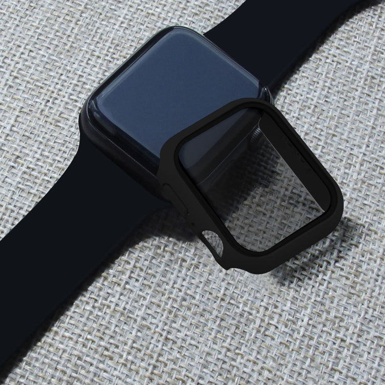 Fint Universal Cover med Skærmbeskytter i Plastik og Hærdet Glas passer til Apple Smartwatch - Sort#serie_3