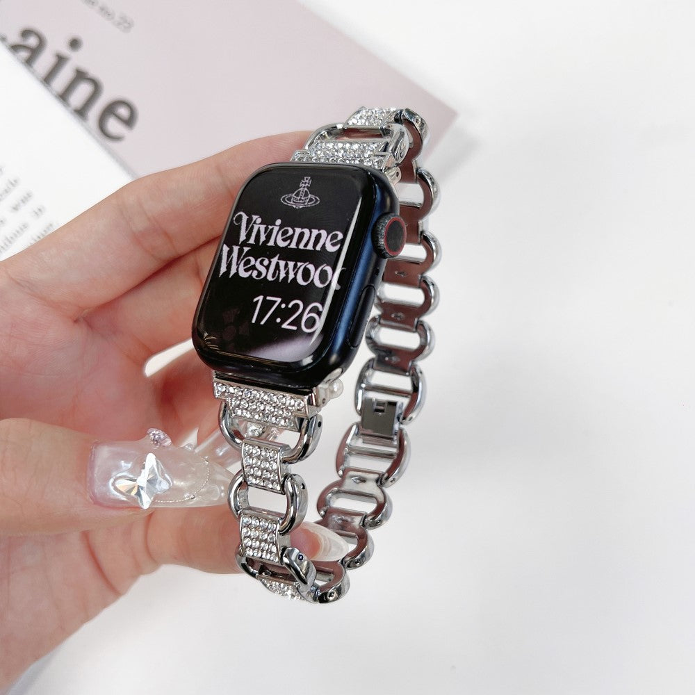 Tidsløst Metal Og Rhinsten Universal Rem passer til Apple Smartwatch - Guld#serie_4