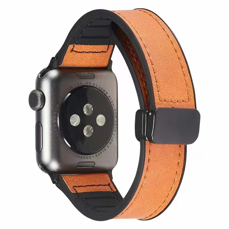 Kønt Kunstlæder Og Silikone Universal Rem passer til Apple Smartwatch - Orange#serie_3