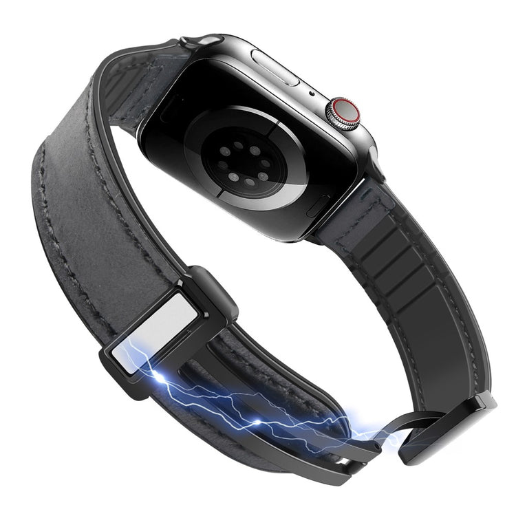 Kønt Kunstlæder Og Silikone Universal Rem passer til Apple Smartwatch - Brun#serie_7