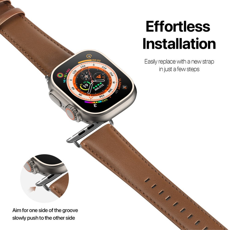 Skøn Metal Og Kunstlæder Universal Rem passer til Apple Smartwatch - Brun#serie_3