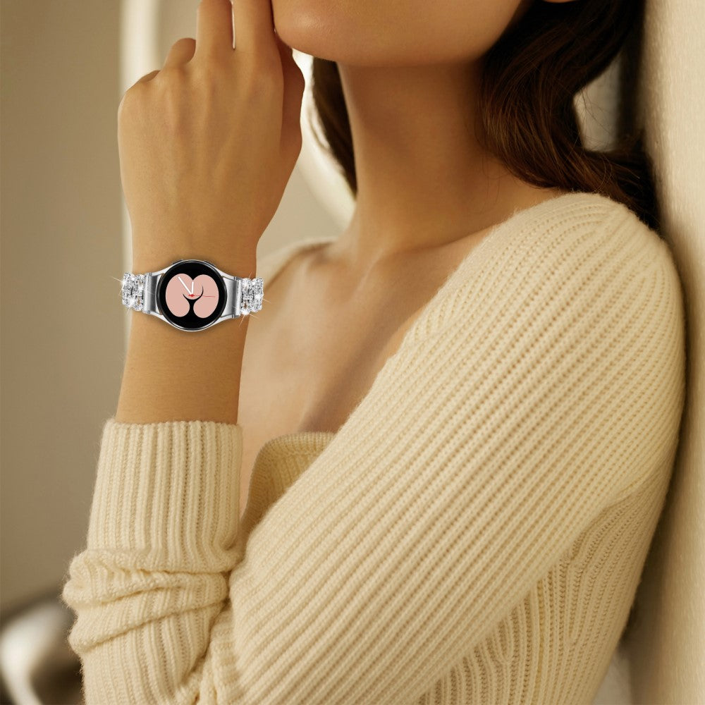 Fed Metal Og Rhinsten Universal Rem passer til Samsung Smartwatch - Sølv#serie_4