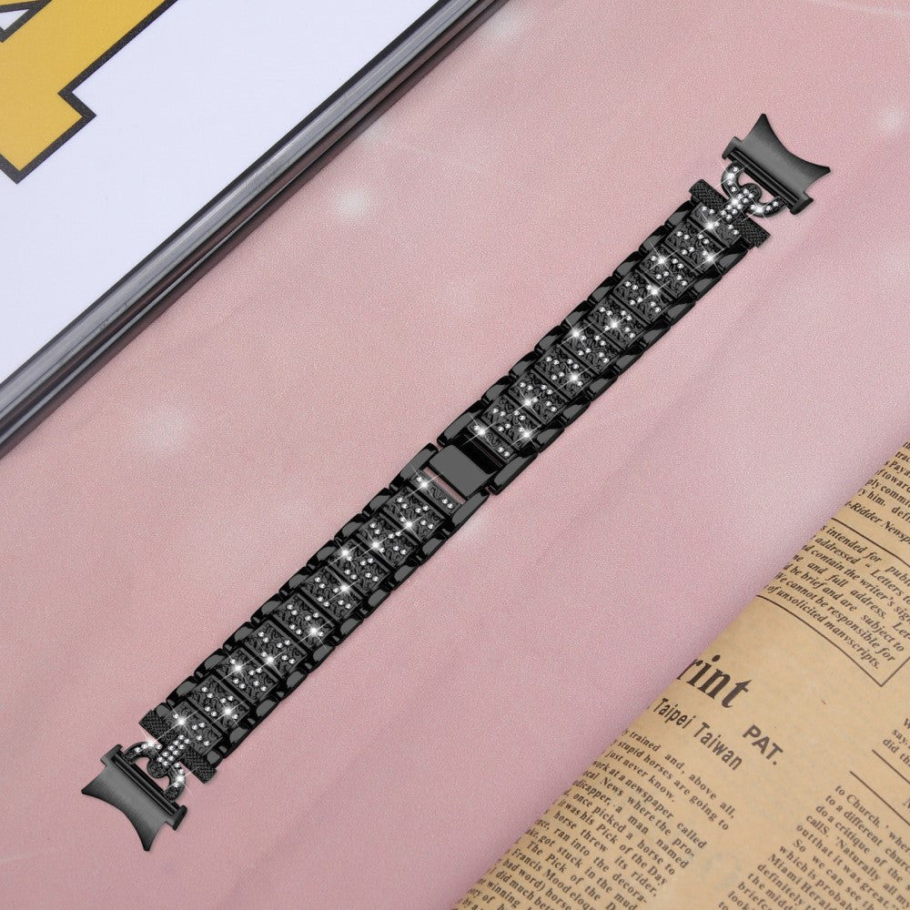 Holdbart Metal Og Rhinsten Universal Rem passer til Samsung Smartwatch - Sort#serie_1