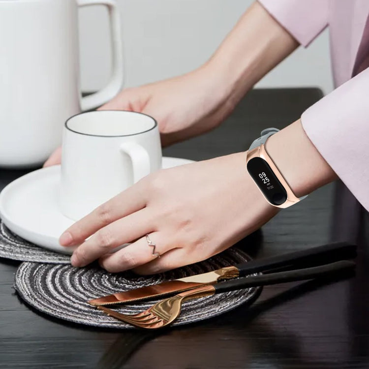 Mega Nydelig Ægte Læder Rem passer til Xiaomi Smart Band 8 - Sølv#serie_8