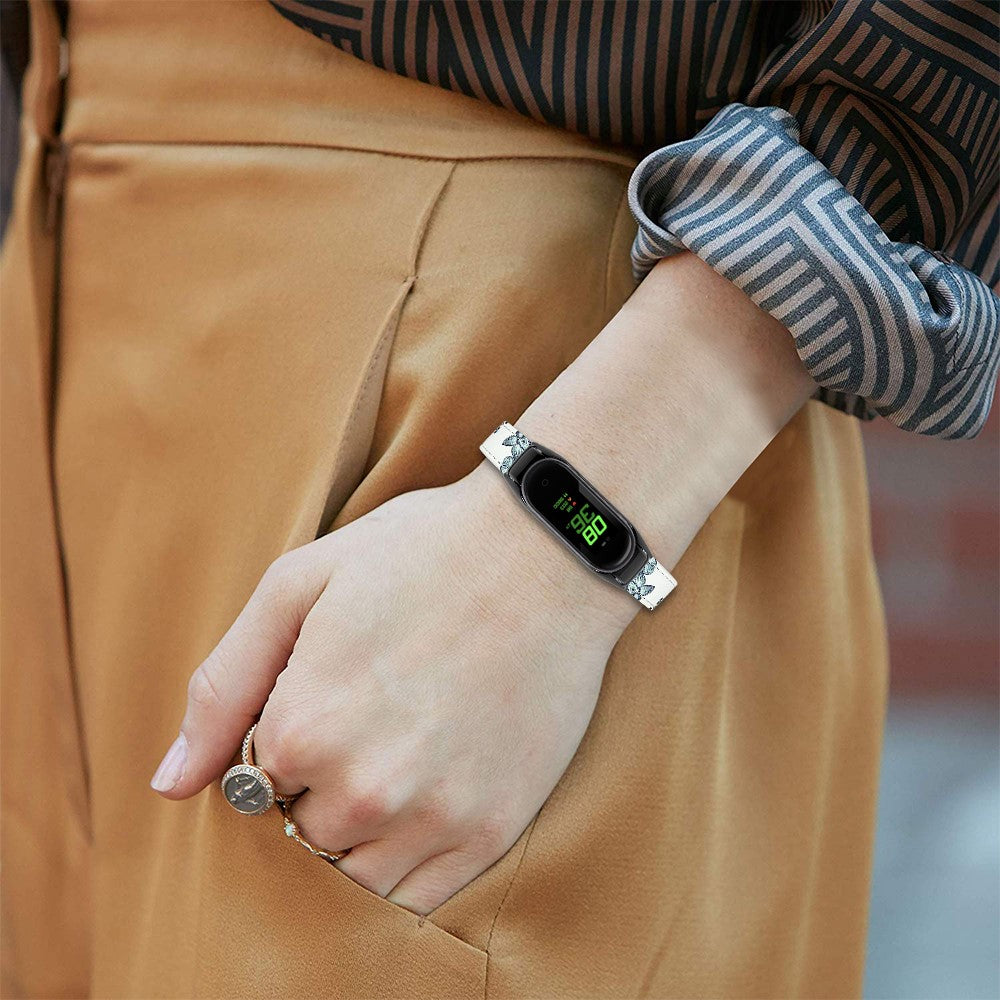 Mega Hårdfør Ægte Læder Rem passer til Xiaomi Smart Band 8 - Blå#serie_13