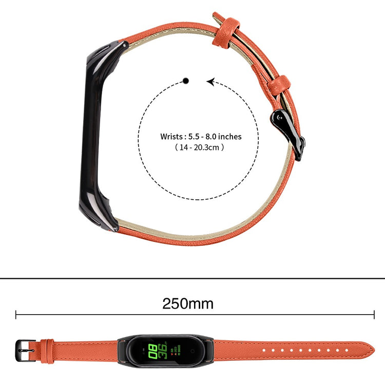 Mega Hårdfør Ægte Læder Rem passer til Xiaomi Smart Band 8 - Orange#serie_2