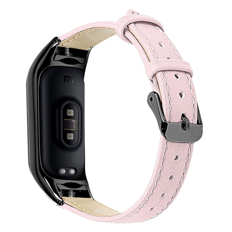 Mega Hårdfør Ægte Læder Rem passer til Xiaomi Smart Band 8 - Pink#serie_3