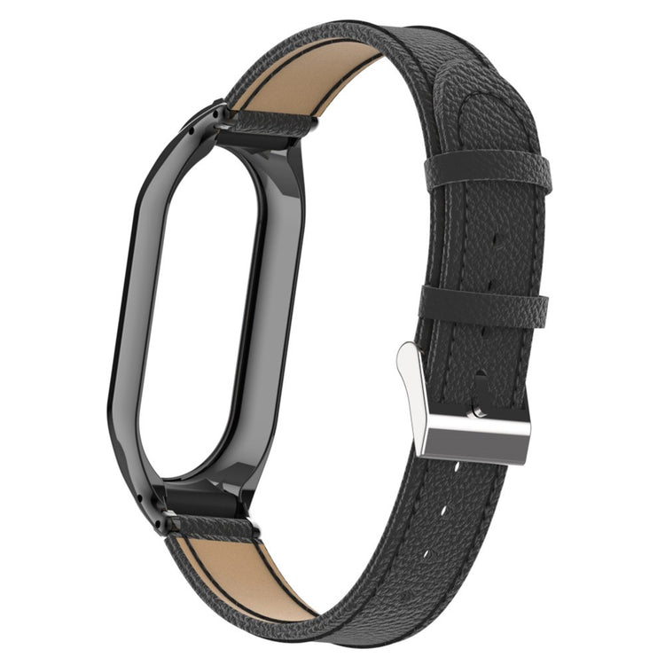 Rigtigt Cool Ægte Læder Og Metal Rem passer til Xiaomi Smart Band 8 - Sort#serie_3