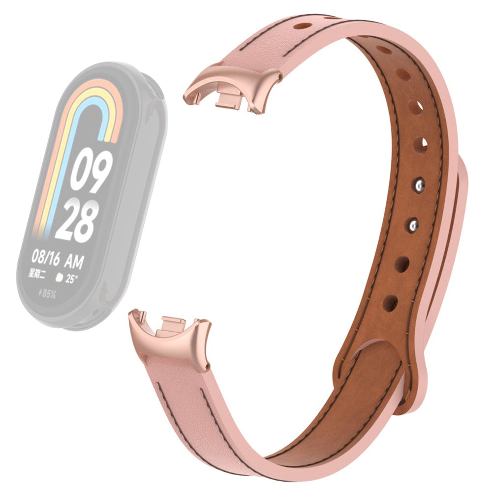 Vildt Rart Ægte Læder Rem passer til Xiaomi Smart Band 8 - Pink#serie_5