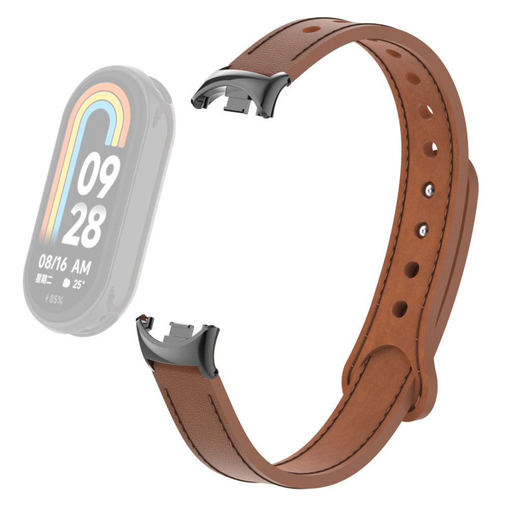 Vildt Rart Ægte Læder Rem passer til Xiaomi Smart Band 8 - Brun#serie_6