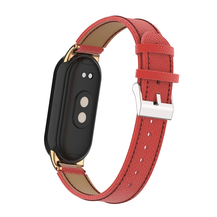 Rigtigt Fed Ægte læder Cover passer til Xiaomi Smart Band 8 - Rød#serie_5