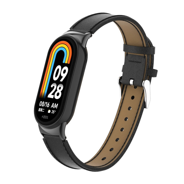 Mega Godt Kunstlæder Cover passer til Xiaomi Smart Band 8 - Sort#serie_1