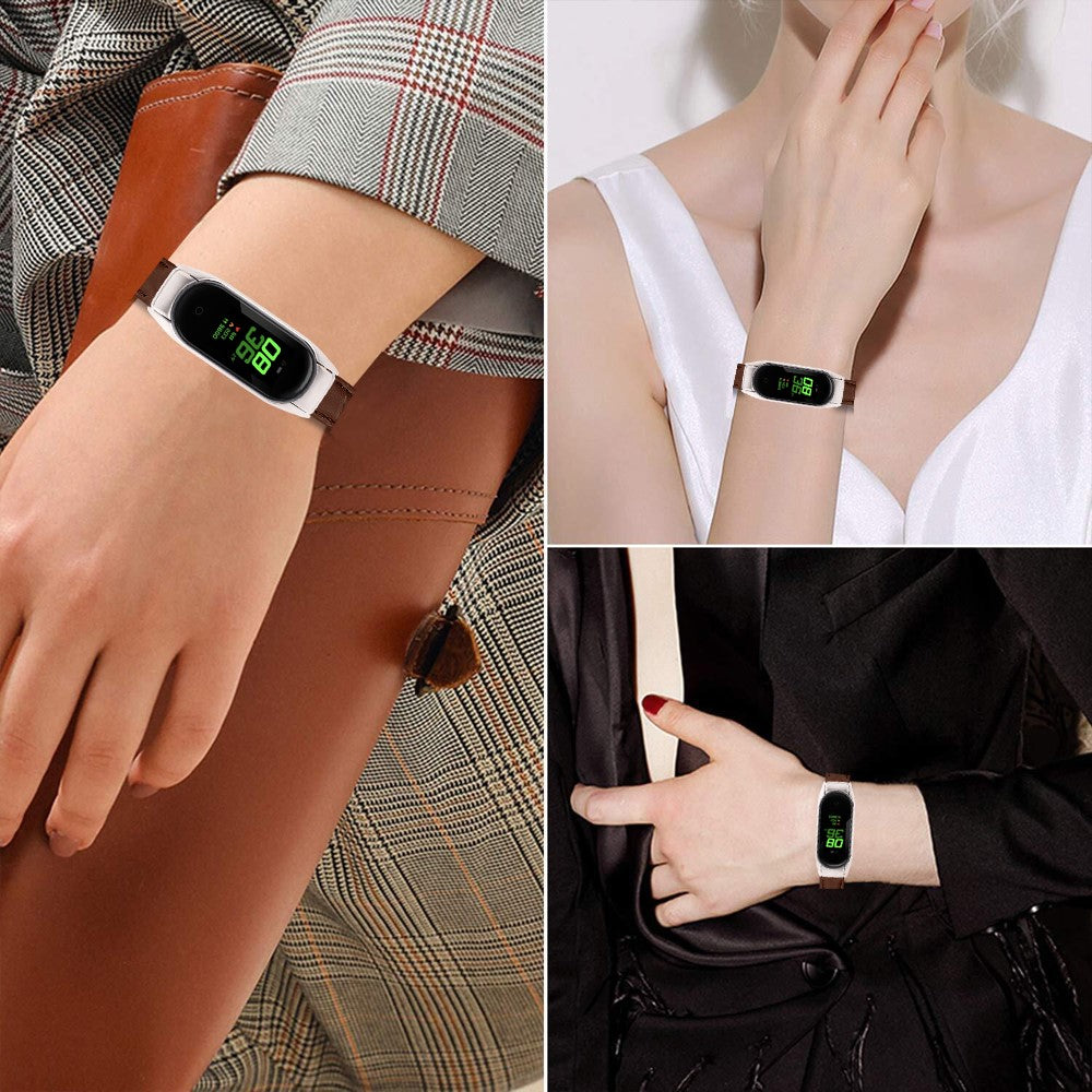 Super Hårdfør Ægte Læder Rem passer til Xiaomi Smart Band 8 - Brun#serie_6