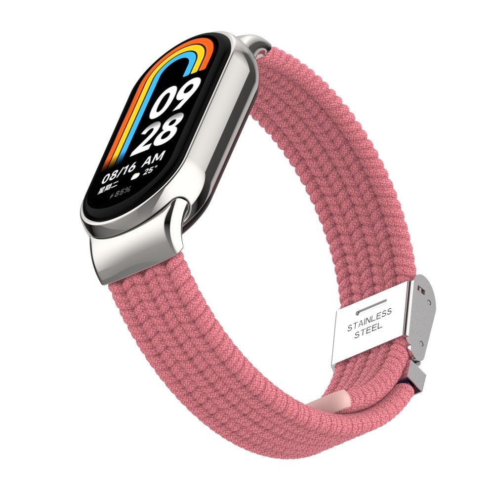 Meget Pænt Metal Og Nylon Rem passer til Xiaomi Smart Band 8 - Pink#serie_14