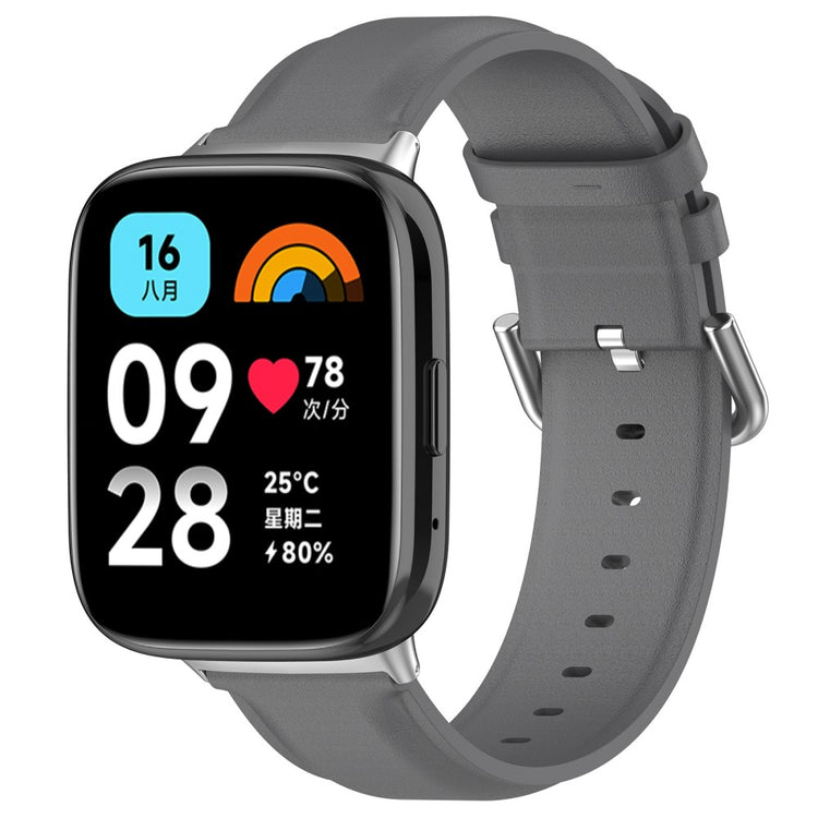 Ægte Læder Og Metal Universal Rem passer til Xiaomi Redmi Watch 3 Active / Xiaomi Mi Watch Lite 3 - Sølv#serie_4