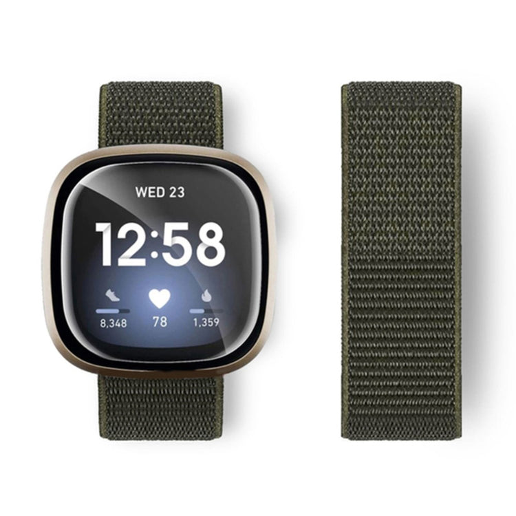 Flot Nylon Universal Rem passer til Fitbit Sense 1 / Fitbit Versa 3 - Grøn#serie_14