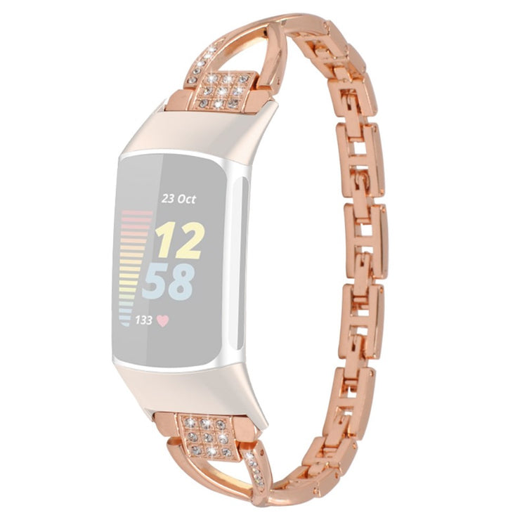 Mega Smuk Metal Rem passer til Fitbit Charge 5 - Pink#serie_1