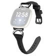 Fitbit Sense 2 / Versa 4 / Sense / 3 Correa de piel auténtica con hebilla negra de strass 