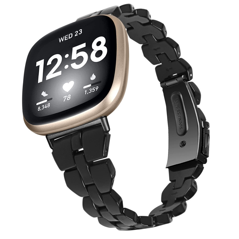 Fint Plastik Universal Rem passer til Fitbit Sense 2 / Fitbit Versa 4 - Sort#serie_6