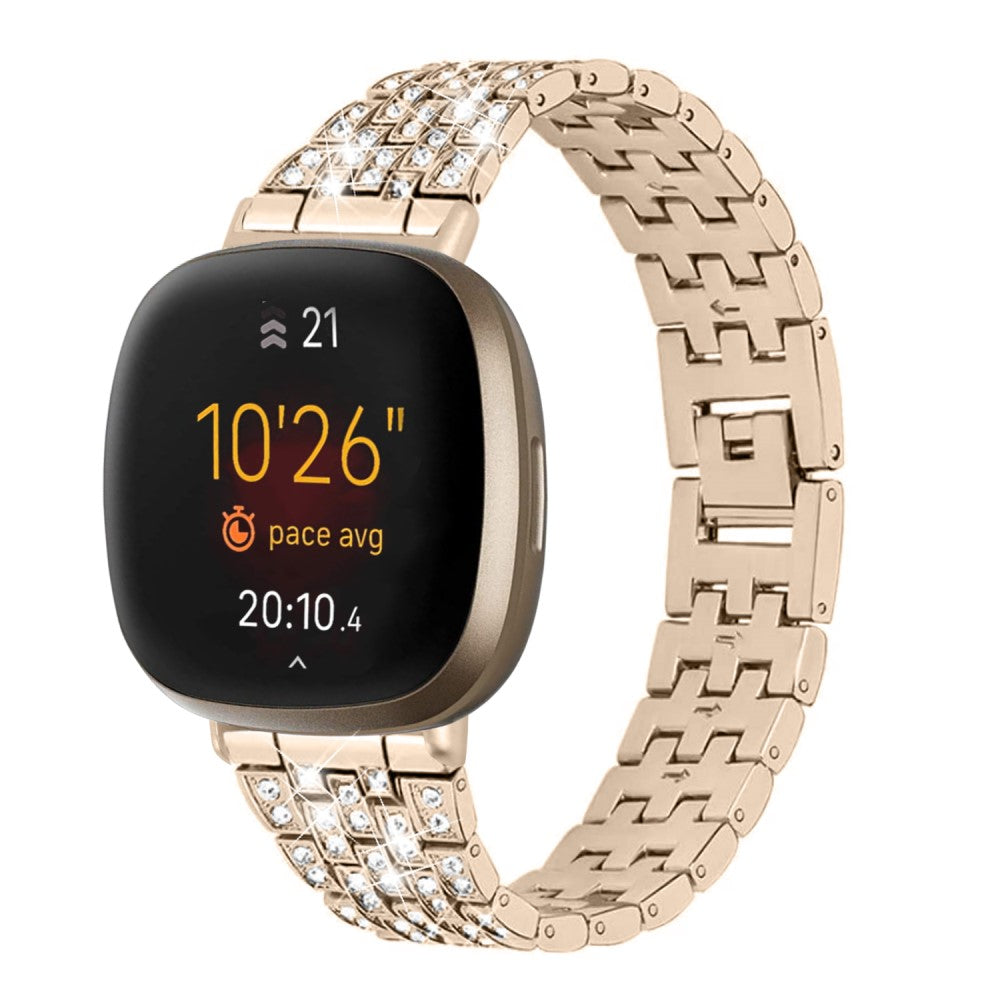 Metal Og Rhinsten Universal Rem passer til Fitbit Sense 2 / Fitbit Versa 4 - Guld#serie_3