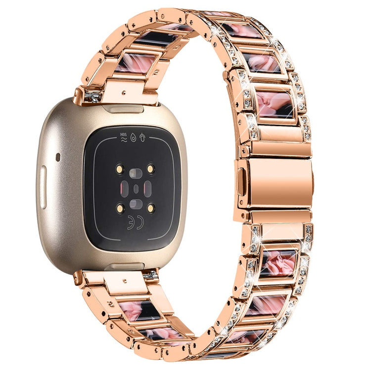 Metal Og Rhinsten Universal Rem passer til Fitbit Sense 2 / Fitbit Versa 4 - Pink#serie_15