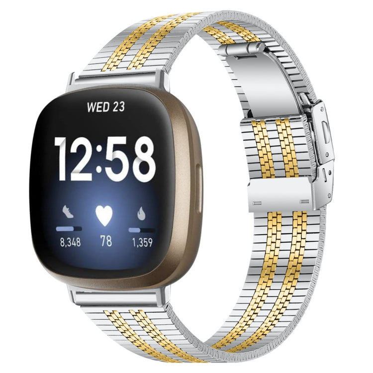 Yndigt Metal Universal Rem passer til Fitbit Sense 2 / Fitbit Versa 4 - Guld#serie_3